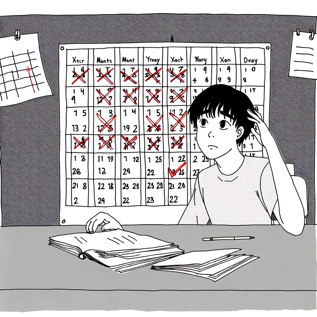 Étudiant concentré devant un planning de soutenance complexe