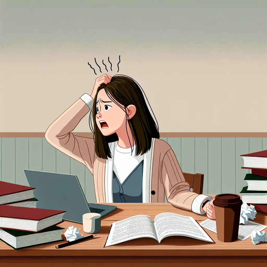 Étudiant concentré travaillant sur sa thèse, illustrant les défis de la productivité académique