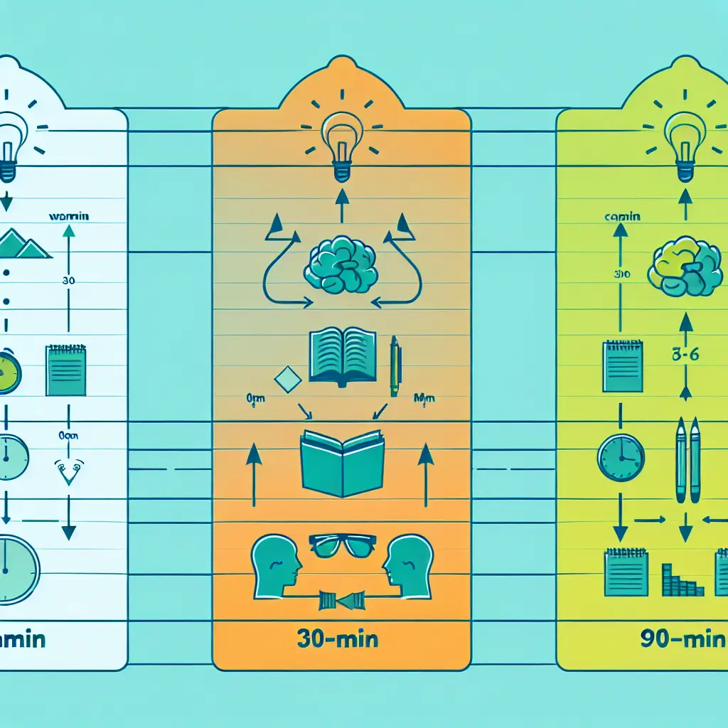 Diagramme visuel d'un cycle de travail de 90 minutes avec ses différentes phases de productivité