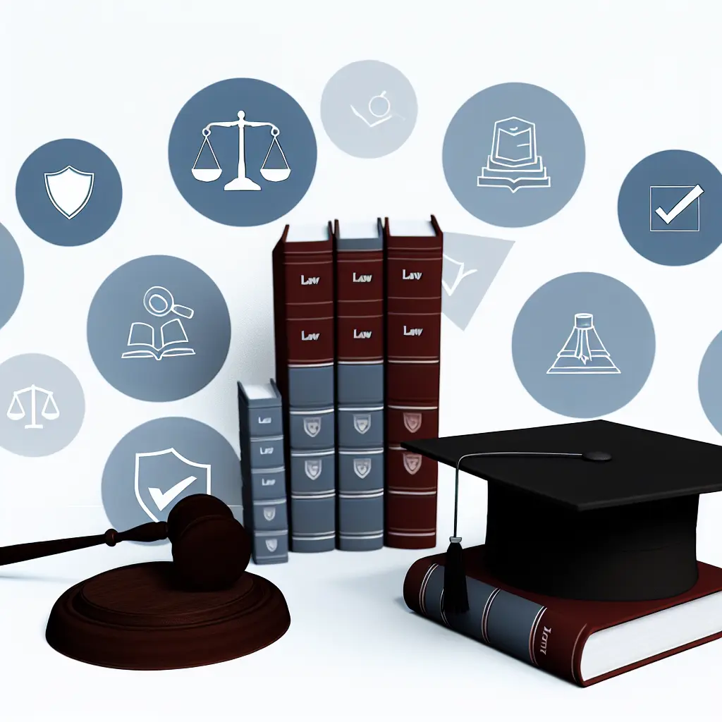 Cadre juridique symbolisé par des livres de droit et un marteau de juge