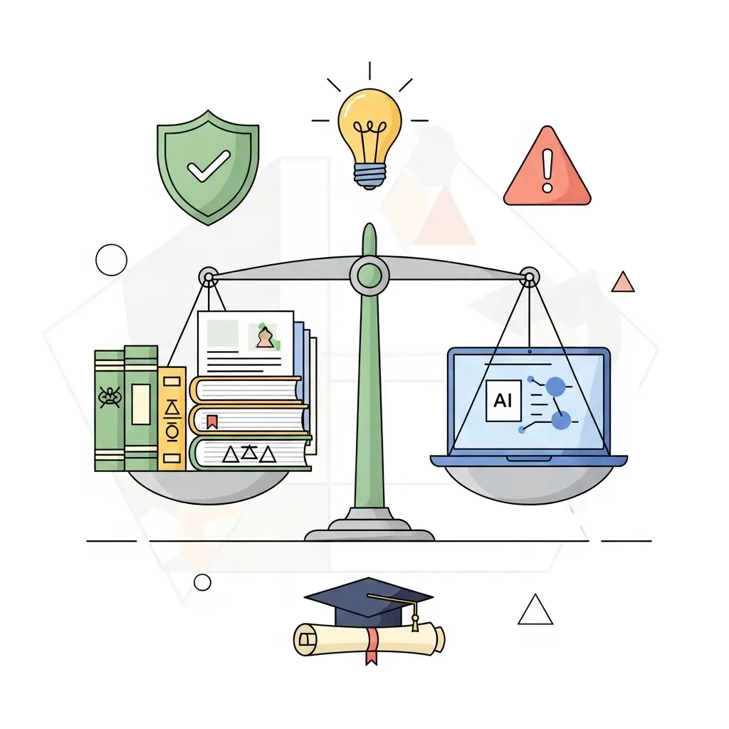 Illustration montrant la balance entre éthique académique et outils de paraphrase