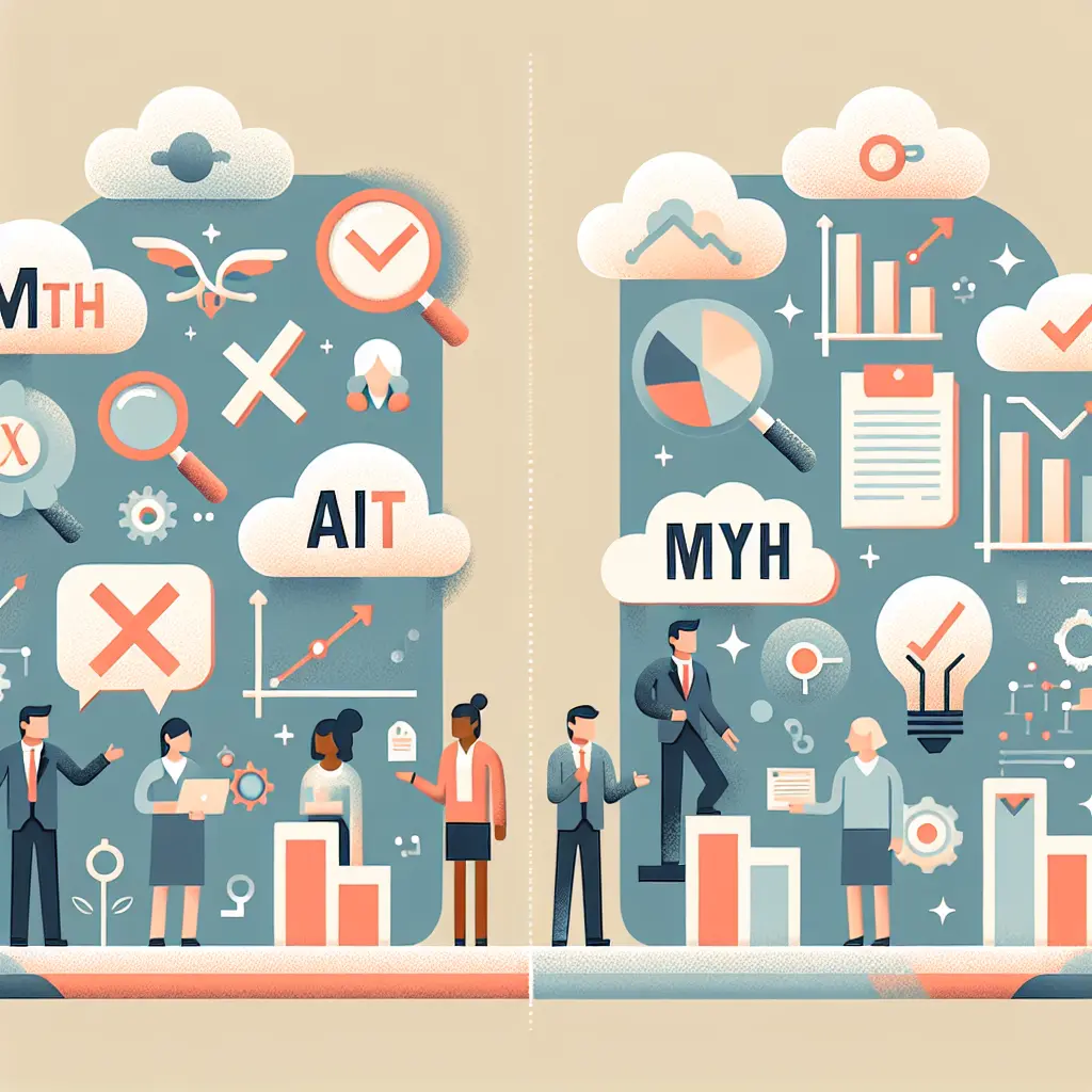 Comparaison visuelle entre les mythes et la réalité concernant l'utilisation de l'IA en milieu académique