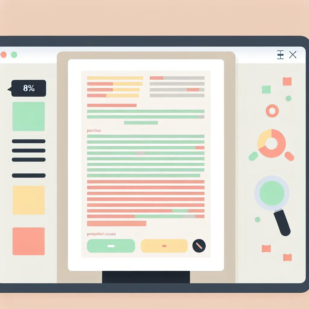 Interface d'un outil anti-plagiat montrant des zones de texte colorées selon leur niveau de similarité
