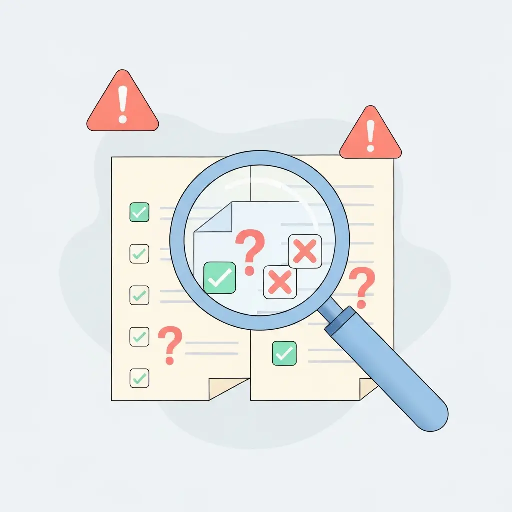 Illustration montrant les limites des logiciels de détection d'IA avec des points d'interrogation et des résultats incertains