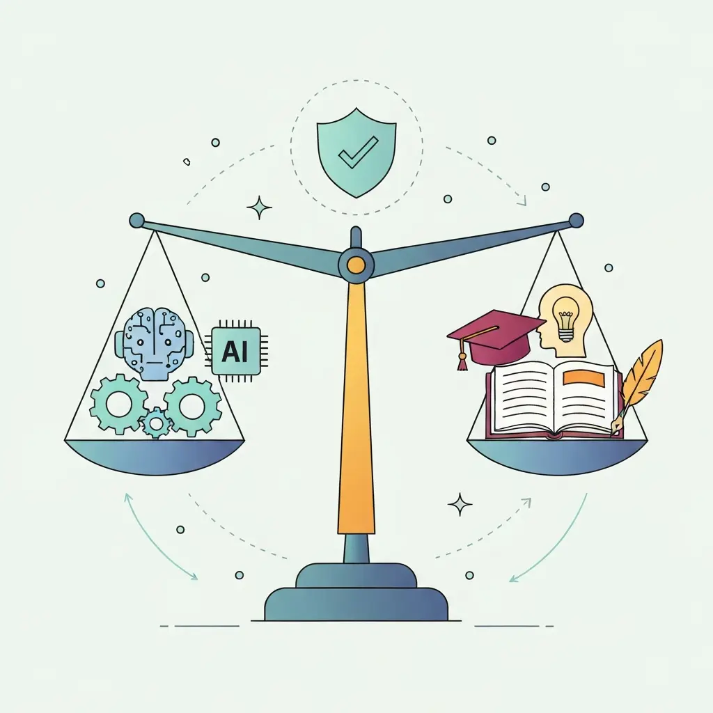 Balance symbolisant l'équilibre entre assistance IA et intégrité académique