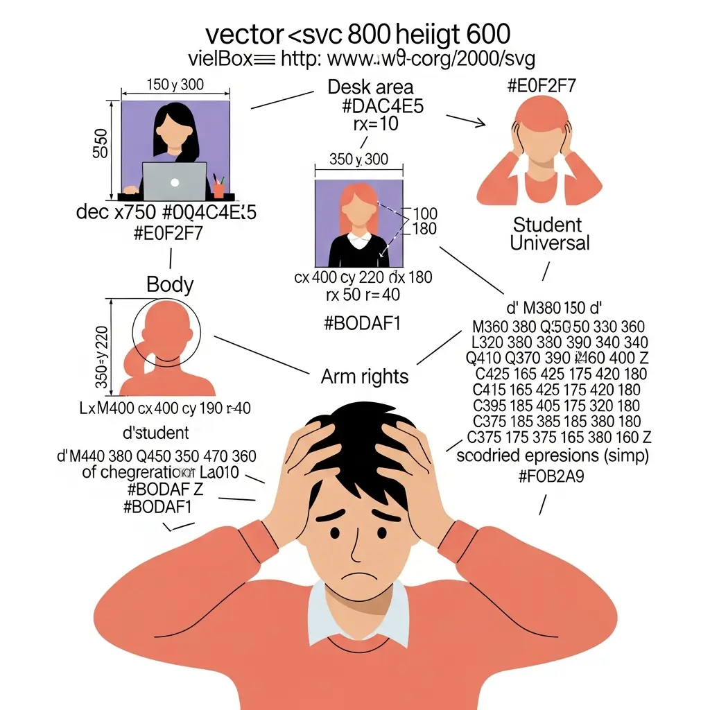 Illustration d'un doctorant en situation de crise face à son analyse de données désorganisée