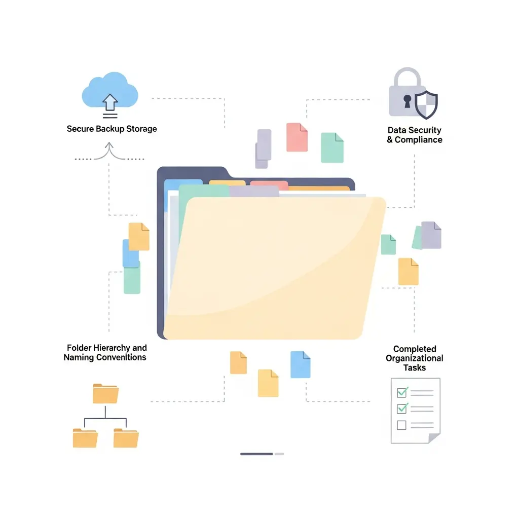 Illustration d'un plan de gestion des données bien organisé avec ses différentes composantes