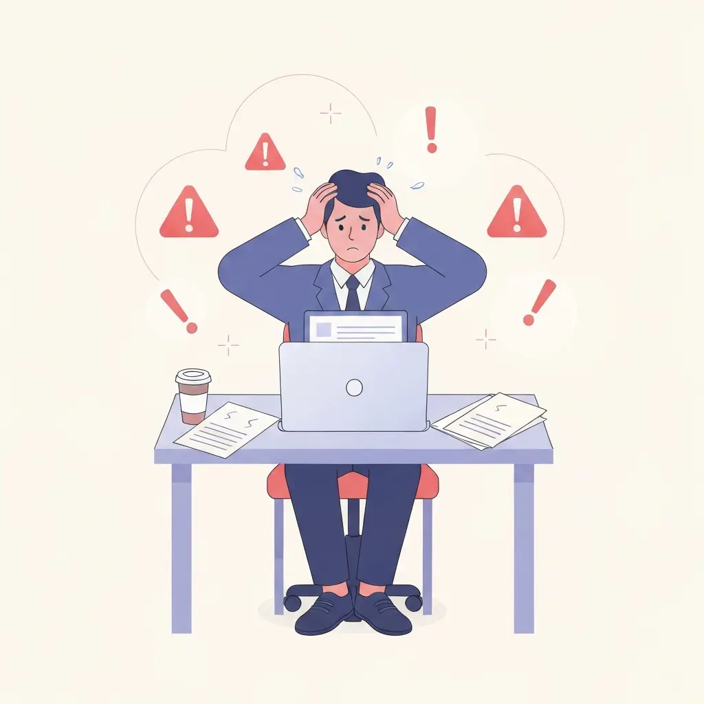 Doctorant stressé devant son ordinateur découvrant des erreurs de citation IA