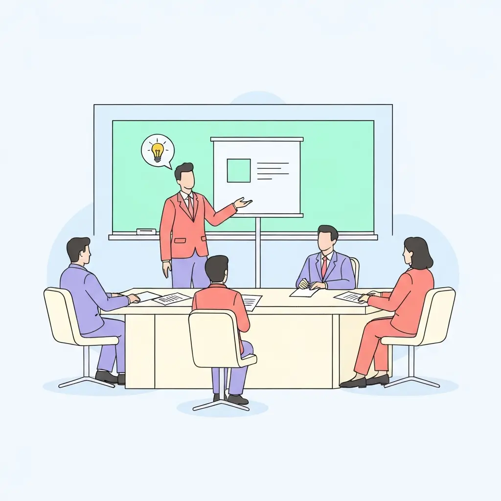 Un doctorant défendant sa thèse devant un jury, illustrant l'importance de maîtriser chaque idée de son travail