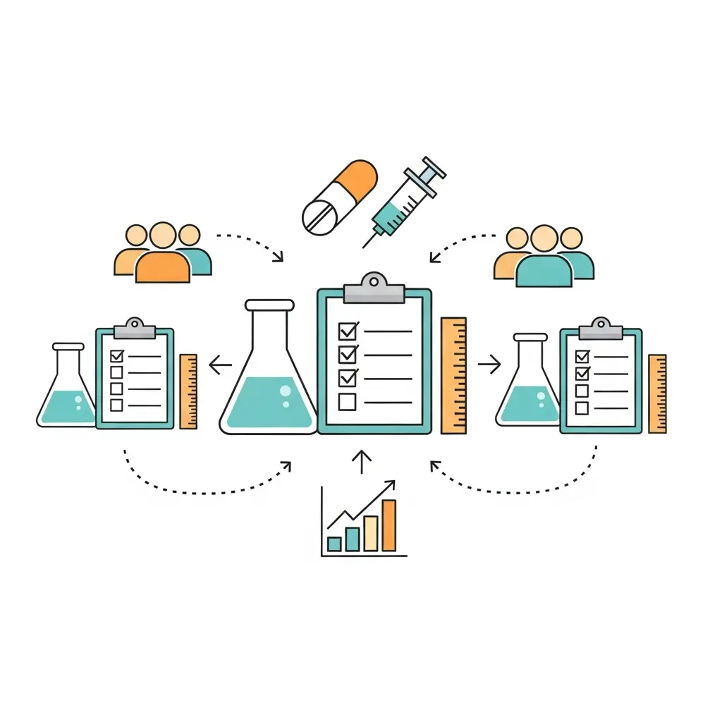 Illustration du concept de reproductibilité méthodologique avec équipement de laboratoire dupliqué