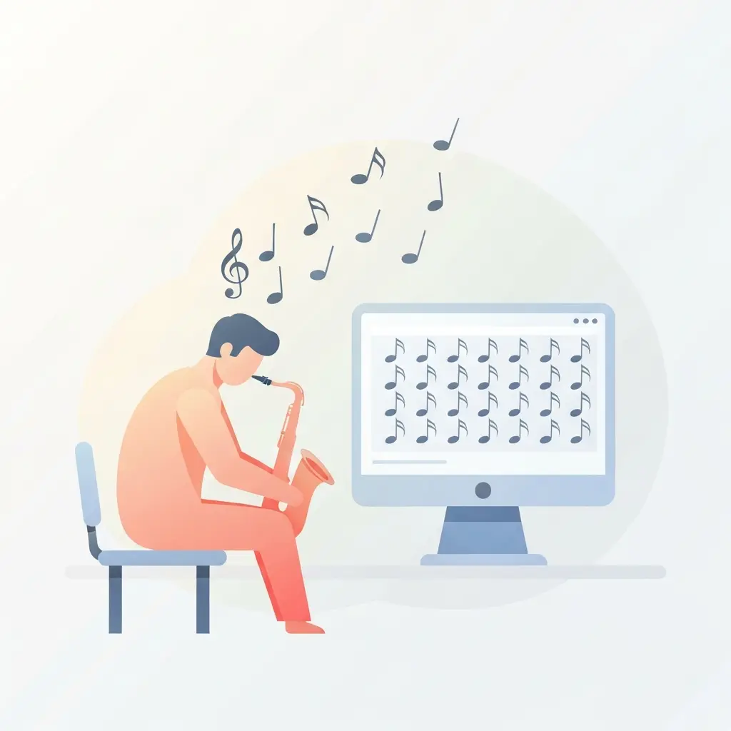 Musicien de jazz perdant sa créativité face à l'automatisation, métaphore de la perte de voix scientifique