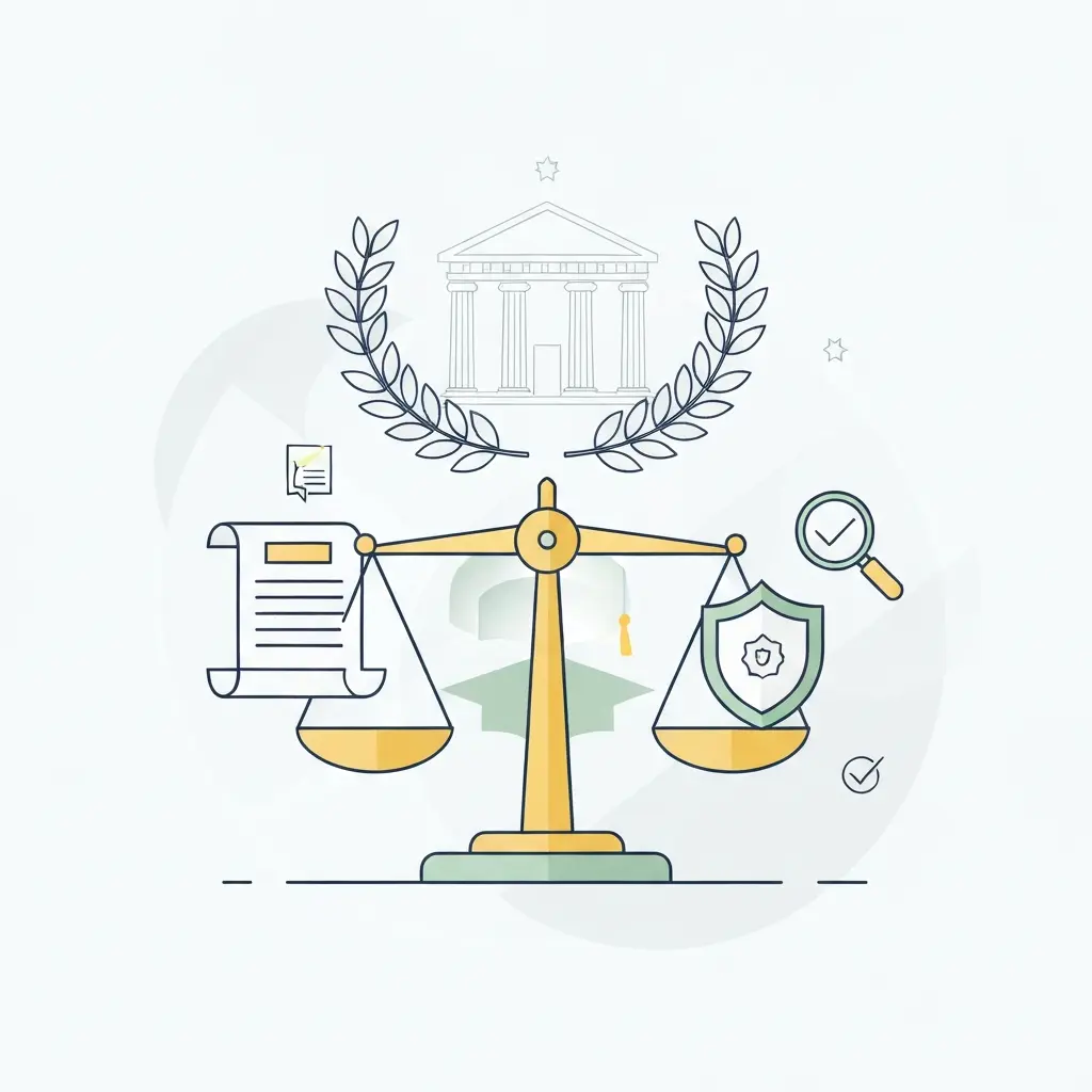 Balance symbolisant l'intégrité scientifique et l'éthique académique