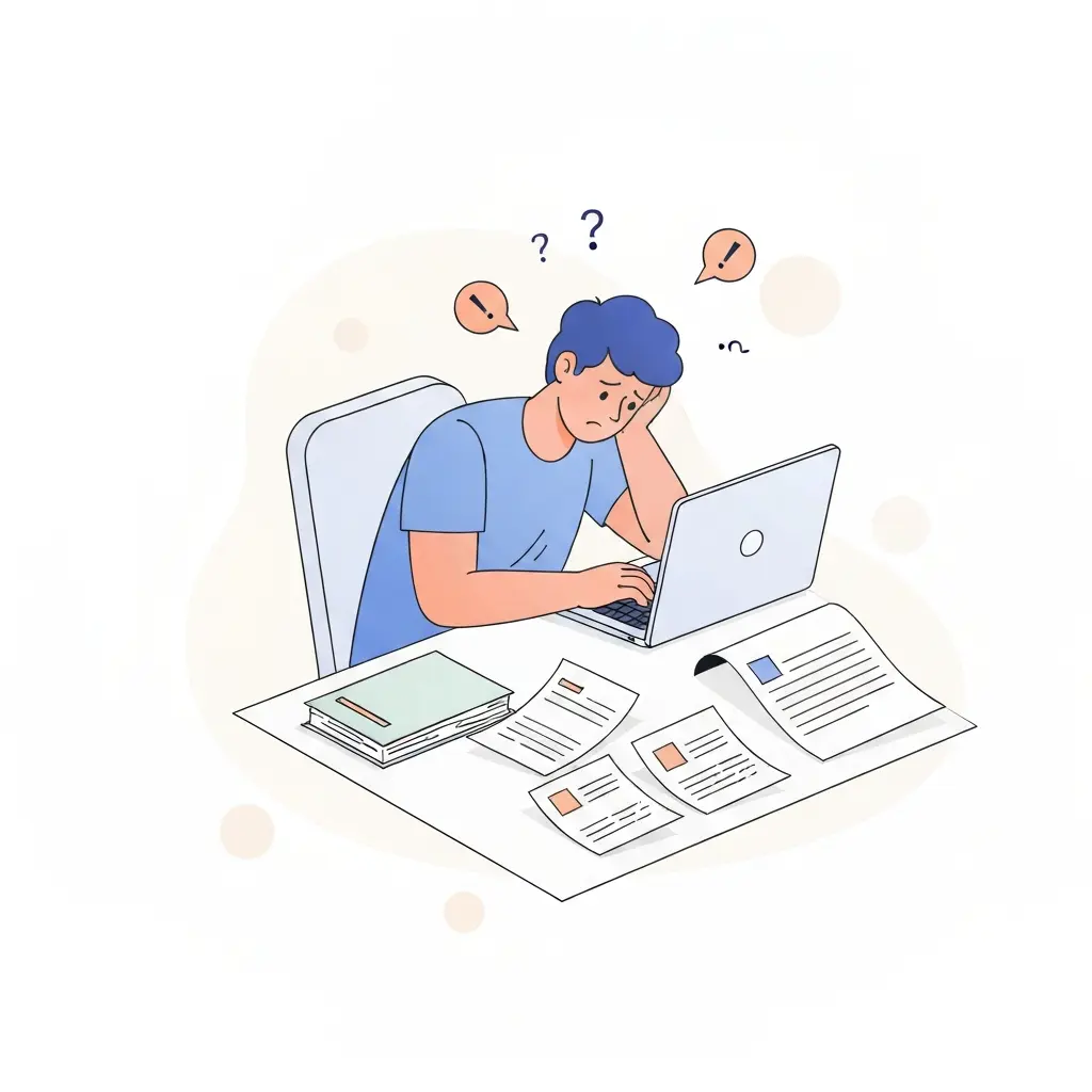 Étudiant concentré vérifiant sa bibliographie APA avec méthode