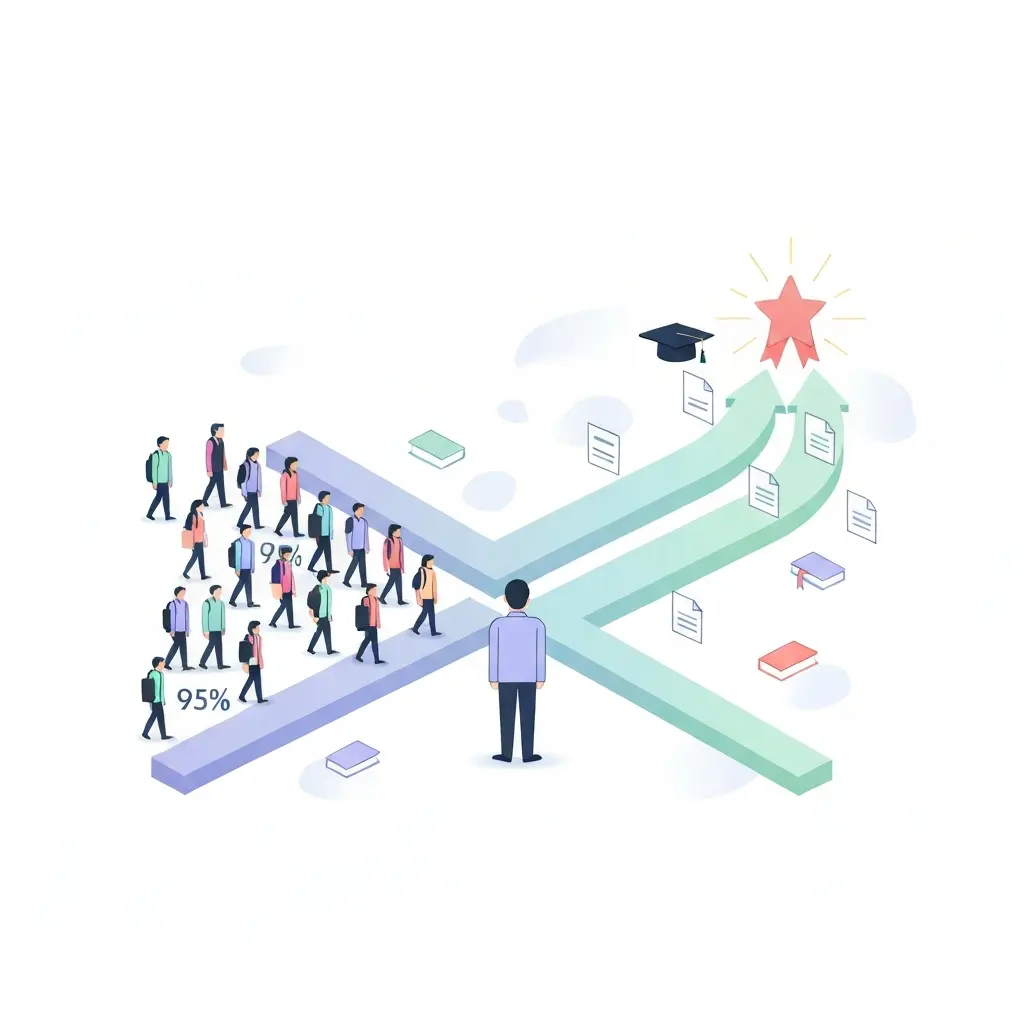 Le chemin vers l'excellence académique : la majorité des étudiants suivent la voie conventionnelle tandis que les meilleurs empruntent un sentier différent