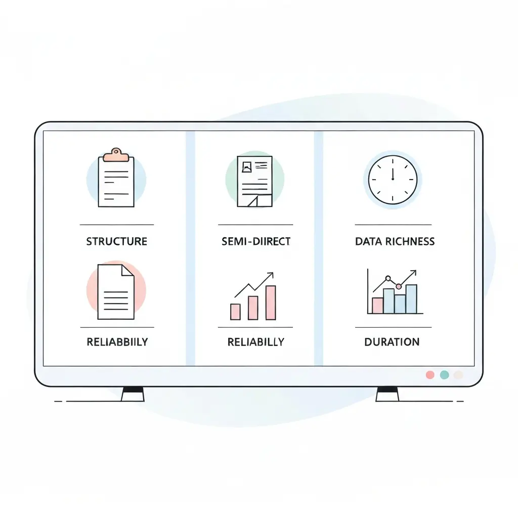 Illustration comparative des trois méthodes d'entretien qualitatif : directif, semi-directif et non directif