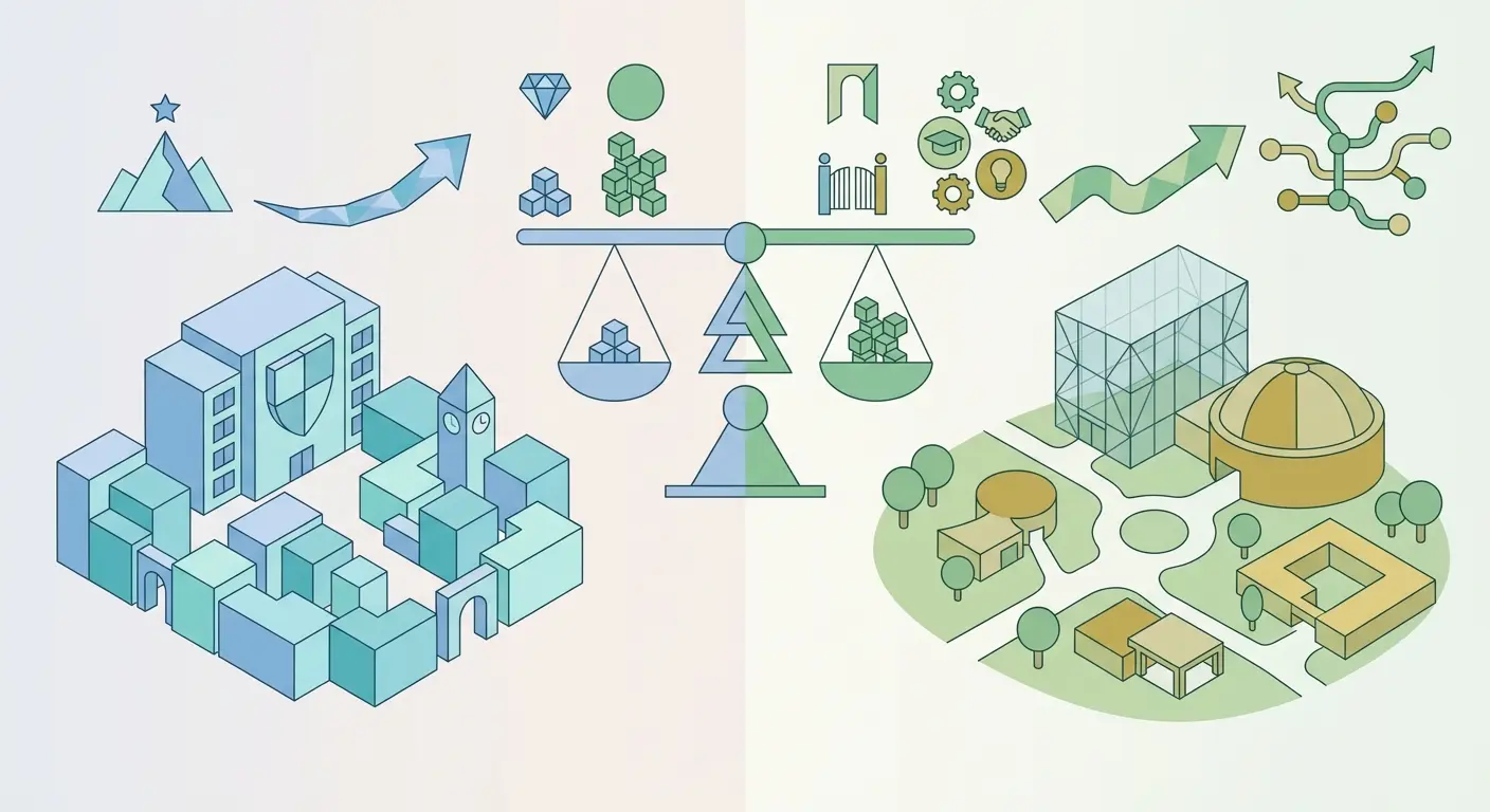 Comparaison visuelle entre Grandes Écoles et meilleures universités françaises en 2026 — campus, coût et débouchés