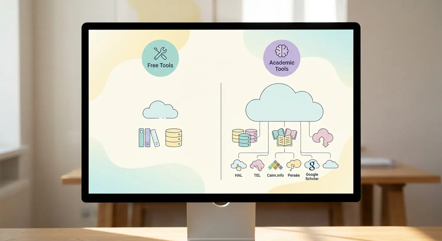 Comparaison du corpus analysé par les outils anti-plagiat gratuits versus les solutions académiques avancées comme HAL, TEL et Cairn.info