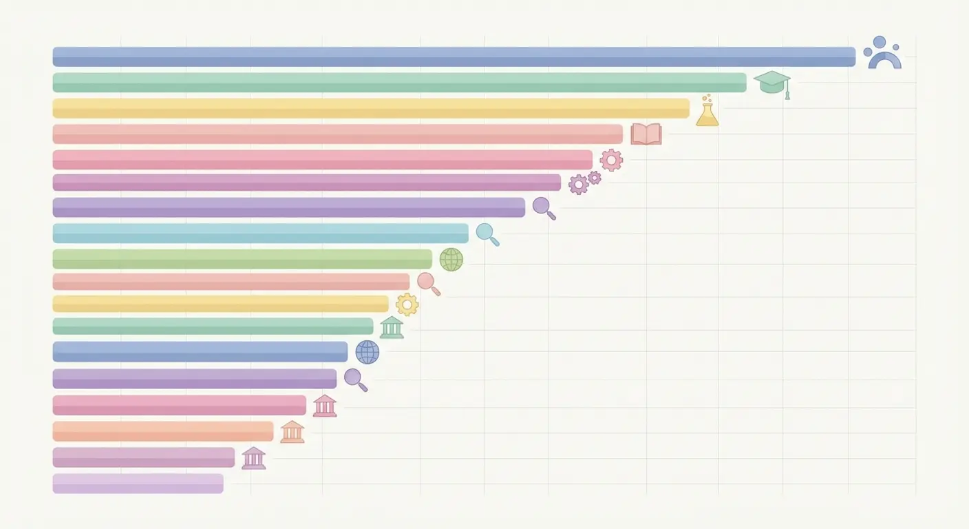 Infographie illustrant le classement des meilleures universités françaises en 2026 sous forme de barres colorées, style éducatif minimaliste