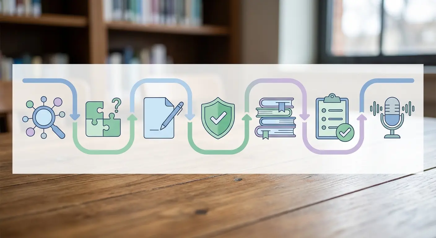 Guide en 7 étapes pour rédiger un mémoire original avec l'IA et éviter le plagiat, de la recherche de sources à la soutenance