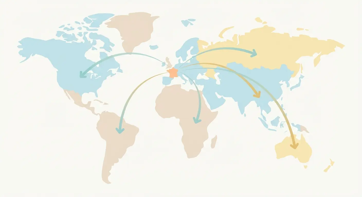 Carte mondiale illustrant la reconnaissance internationale des diplômes français — universités publiques et Grandes Écoles selon les régions du monde