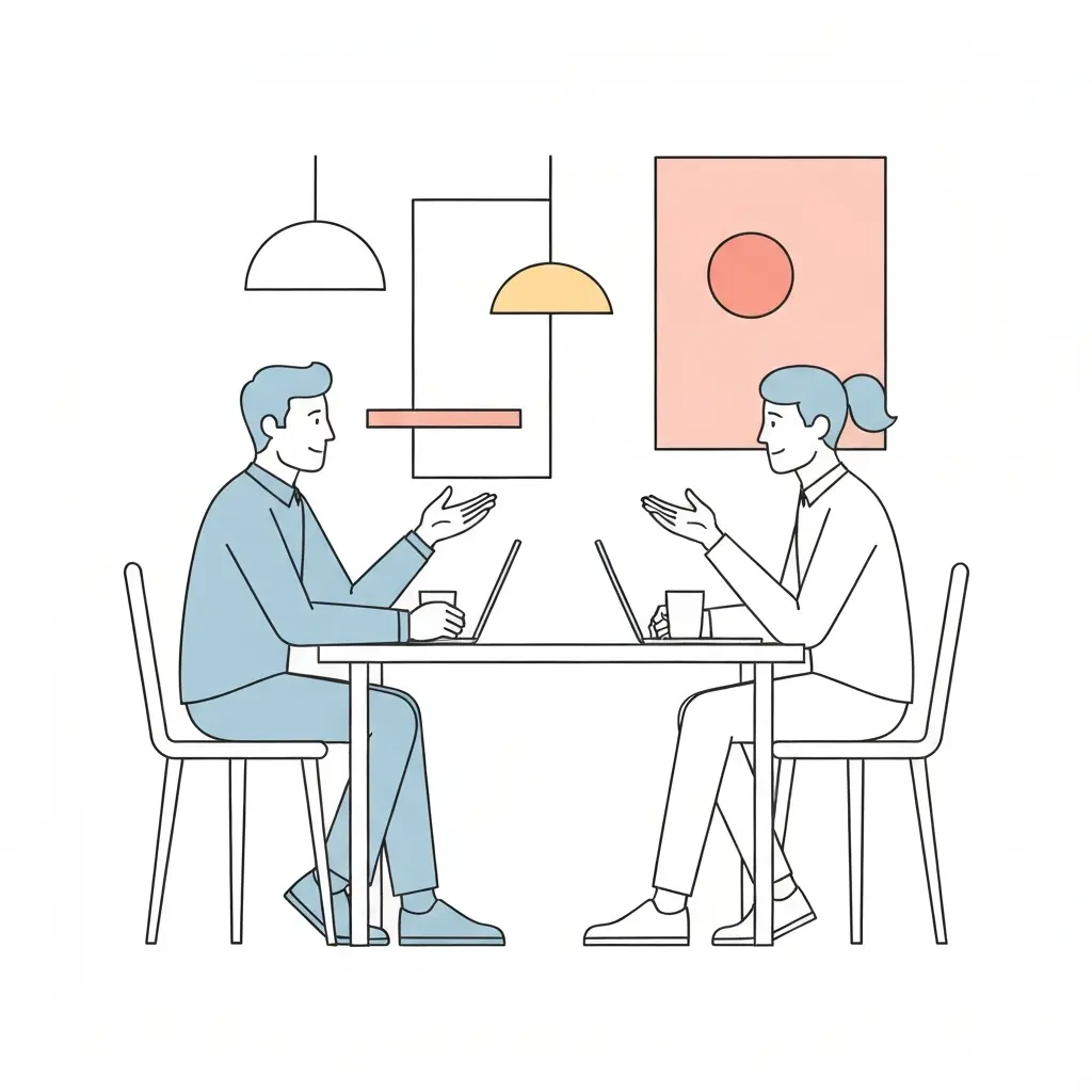 Chercheur adoptant une posture d'écoute active lors d'un entretien semi-directif — méthodologie de recherche qualitative