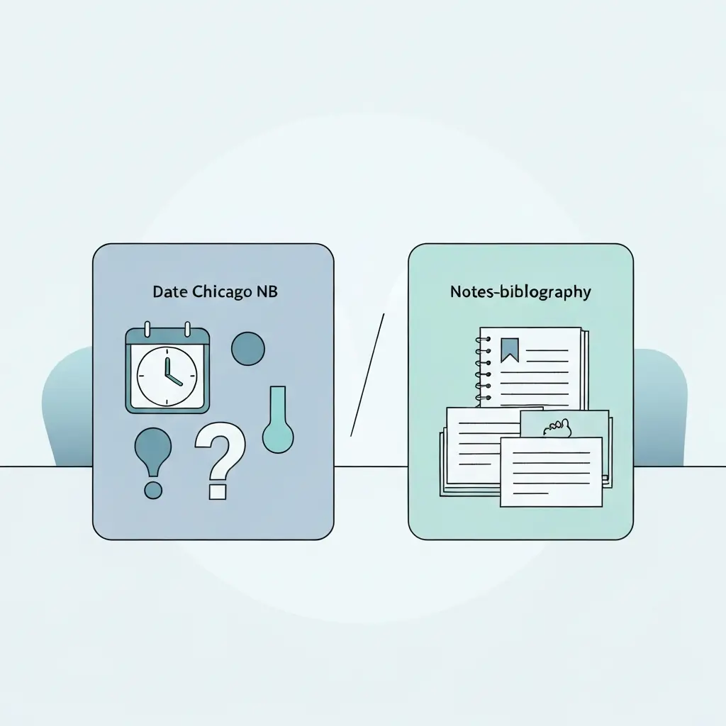 Comparaison visuelle des formats de citation APA et Chicago NB pour mémoire universitaire