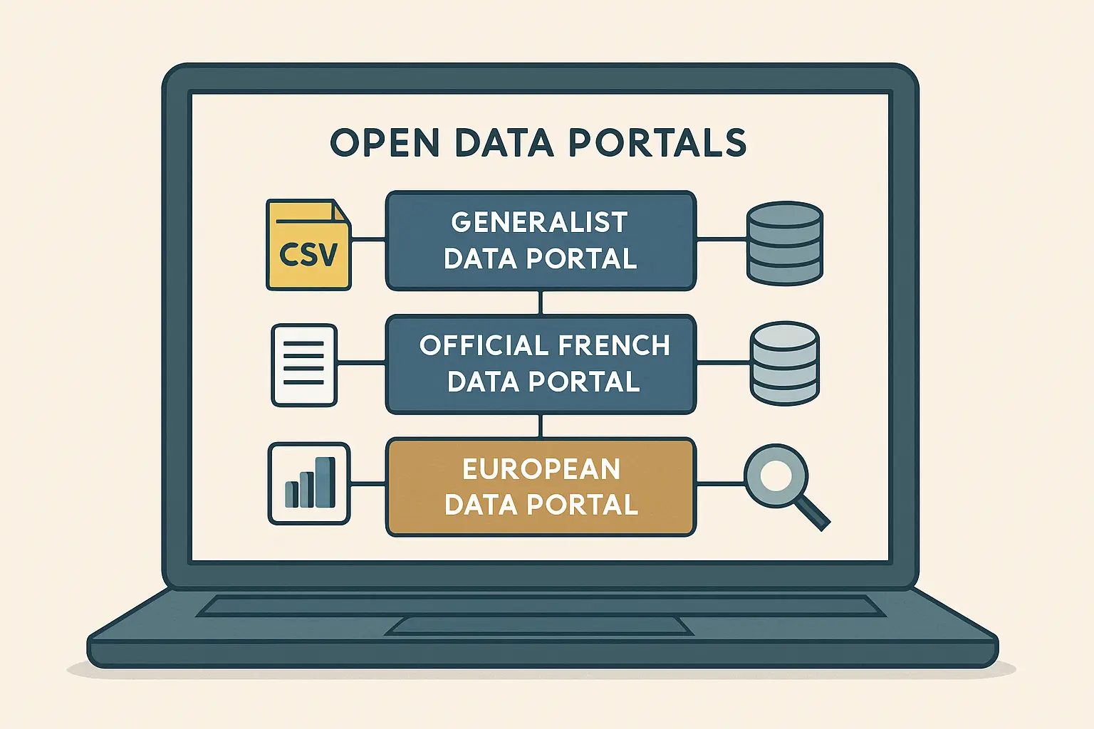 Cartographie des principaux portails de données ouvertes accessibles pour un mémoire de master, organisés par catégorie