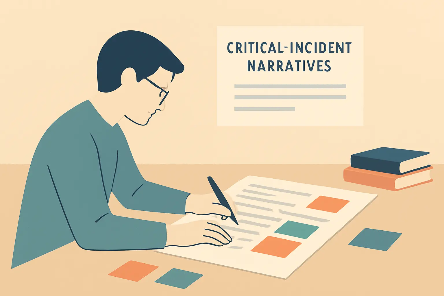 Chercheur analysant des récits d'incidents critiques