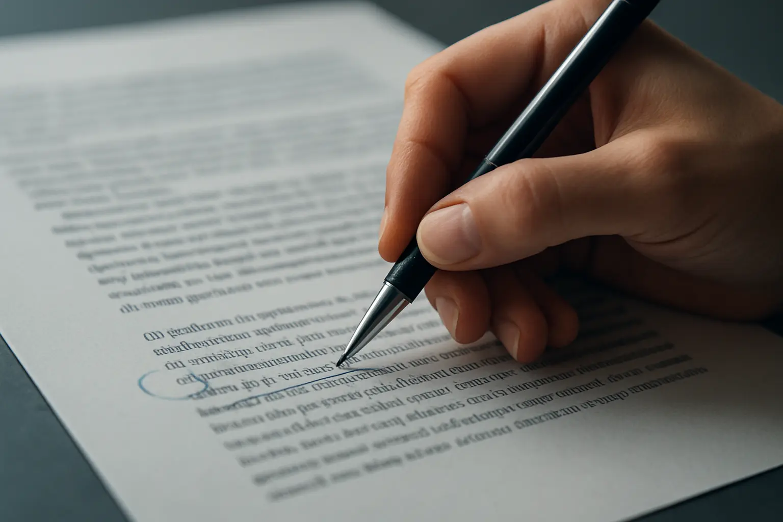 Main annotant des citations dans un paragraphe imprimé