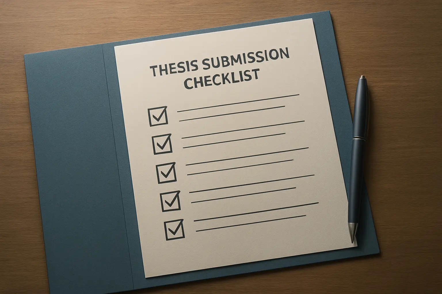 Checklist de dépôt de mémoire avec cases cochées