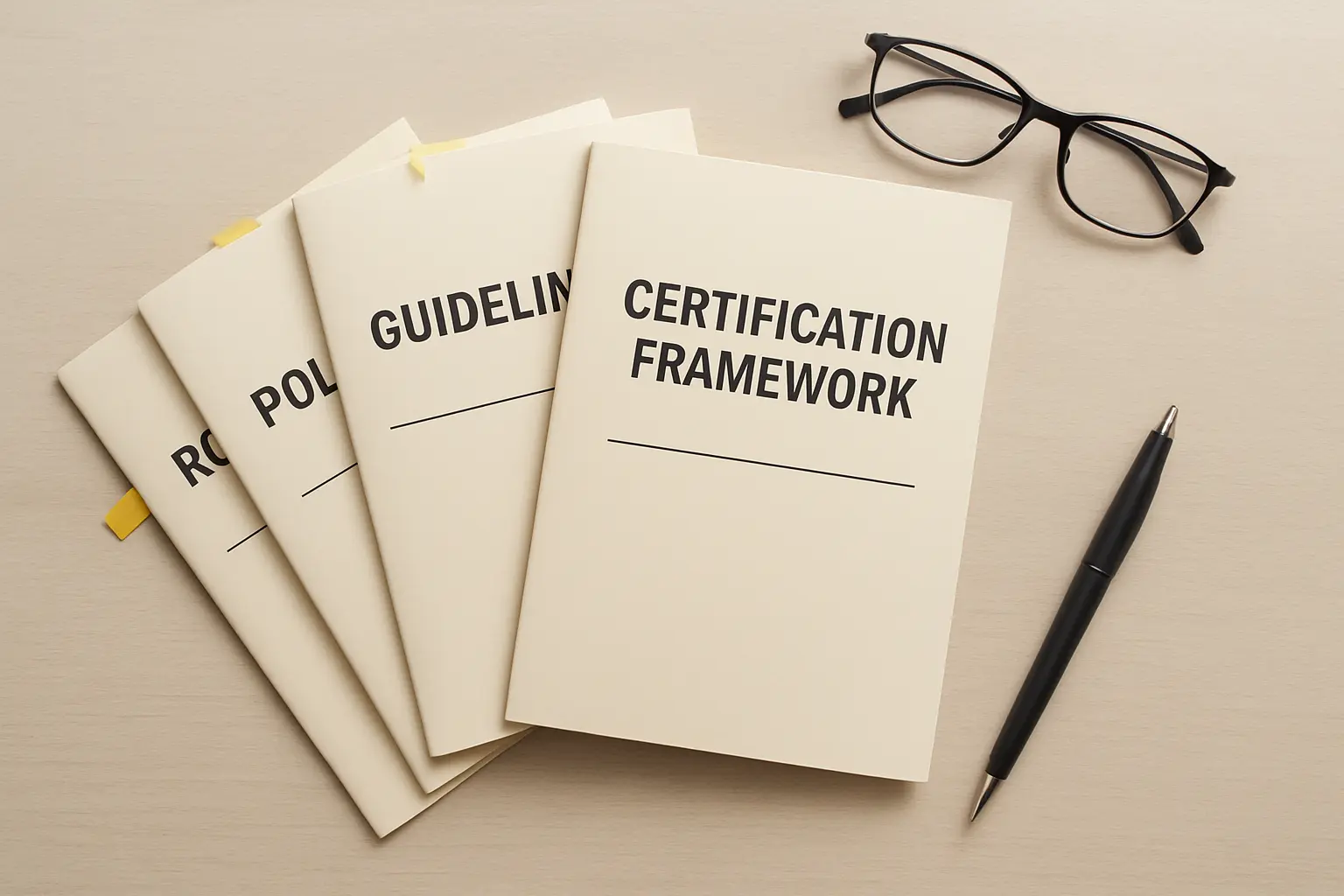 Règlement des études et référentiel de certification posés sur un bureau