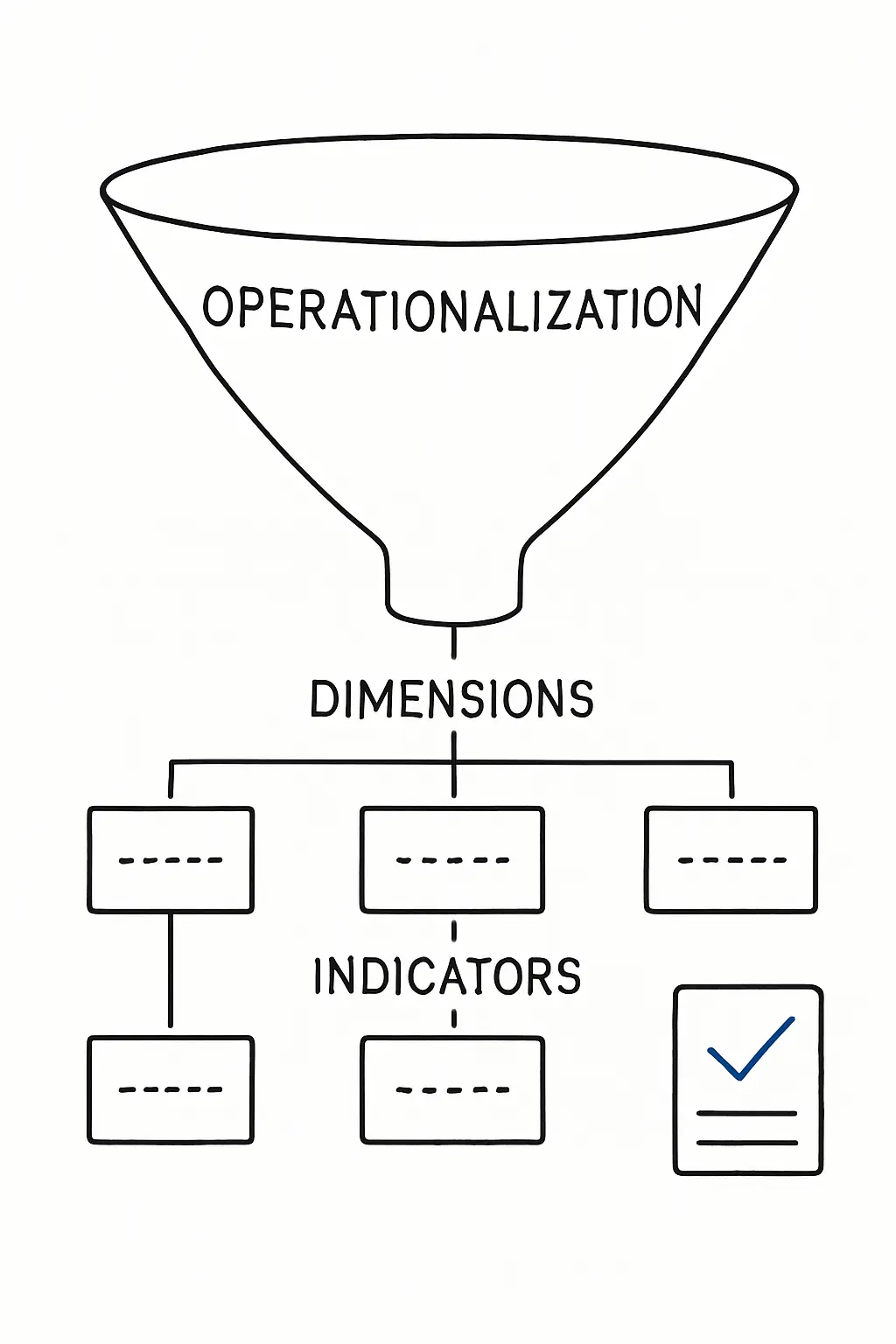 Schéma illustrant la démarche d'opérationnalisation d'une variable de mémoire, du concept abstrait à l'indicateur mesurable