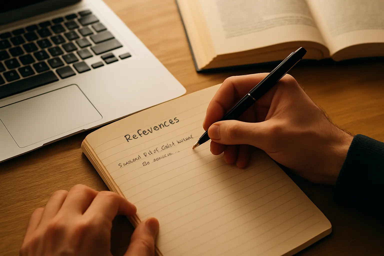 Étudiant recopiant une référence bibliographique dans sa liste de sources au format APA