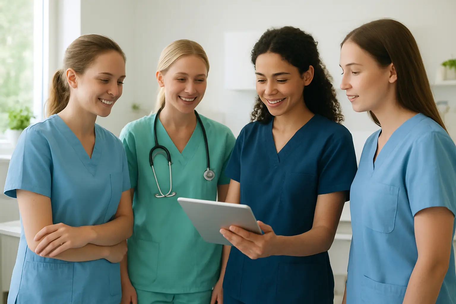Jeunes vétérinaires femmes en équipe dans une clinique vétérinaire