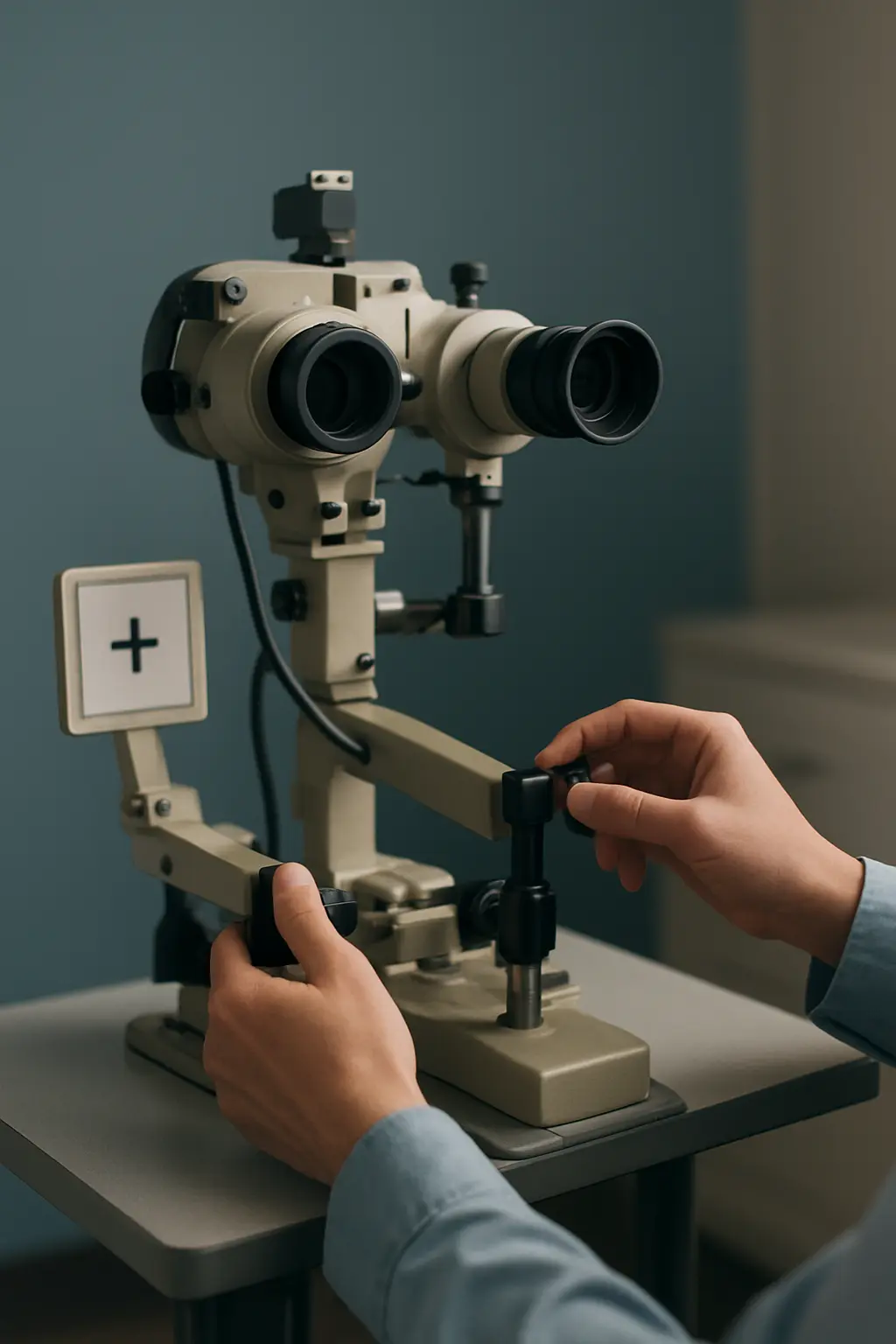 Exercice de rééducation de la vision binoculaire avec matériel orthoptique