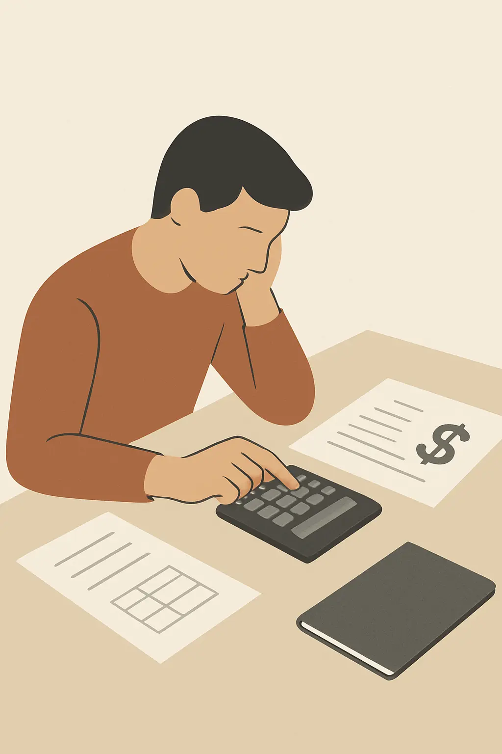 Étudiant calculant le coût total d'une école de commerce