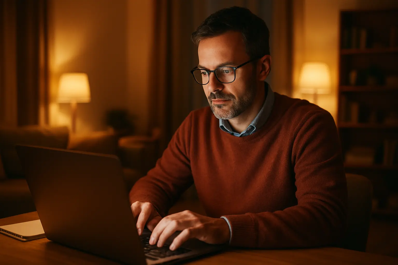 Professionnel rédigeant son dossier de validation des acquis de l'expérience sur ordinateur