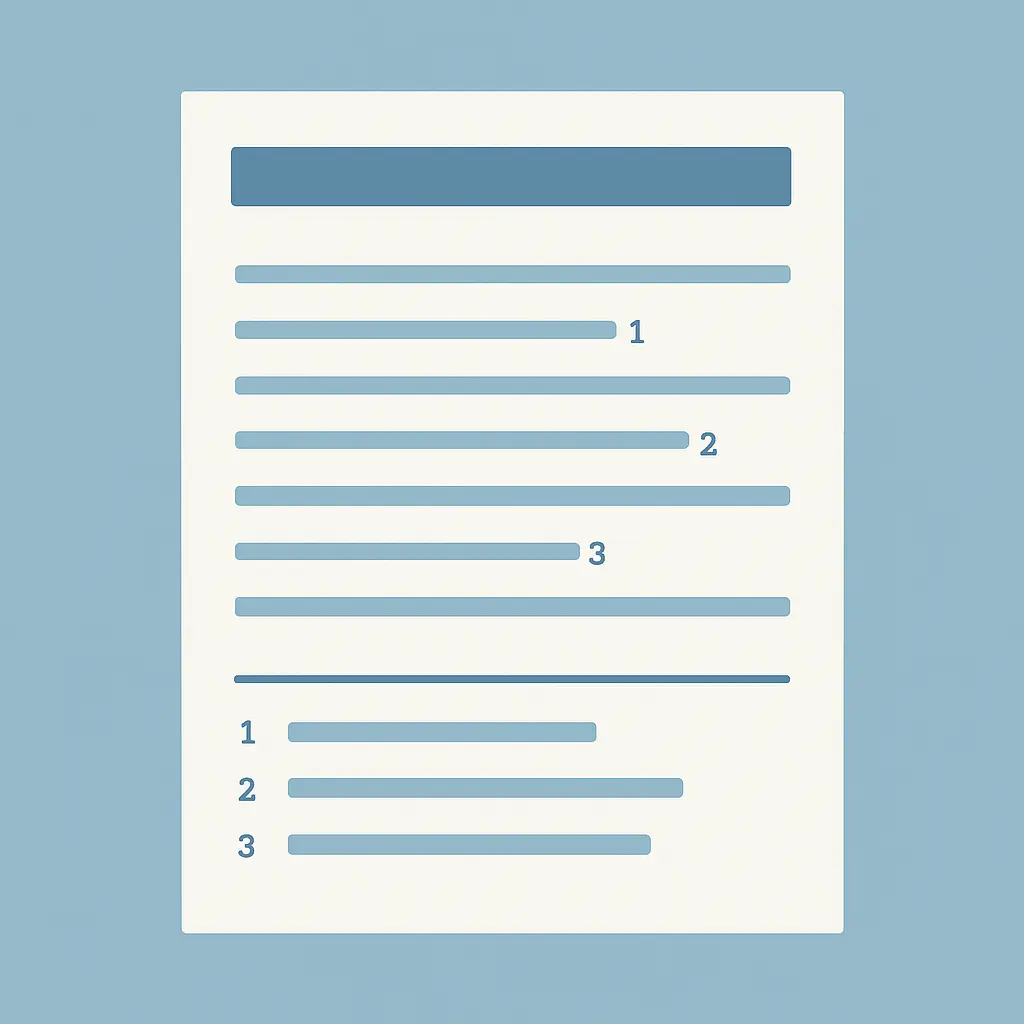 Illustration d'une page Word avec des notes de bas de page numérotées