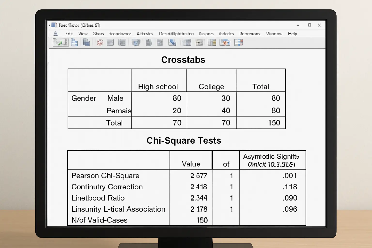 Sortie SPSS d'un tableau croisé pour le test du khi-deux