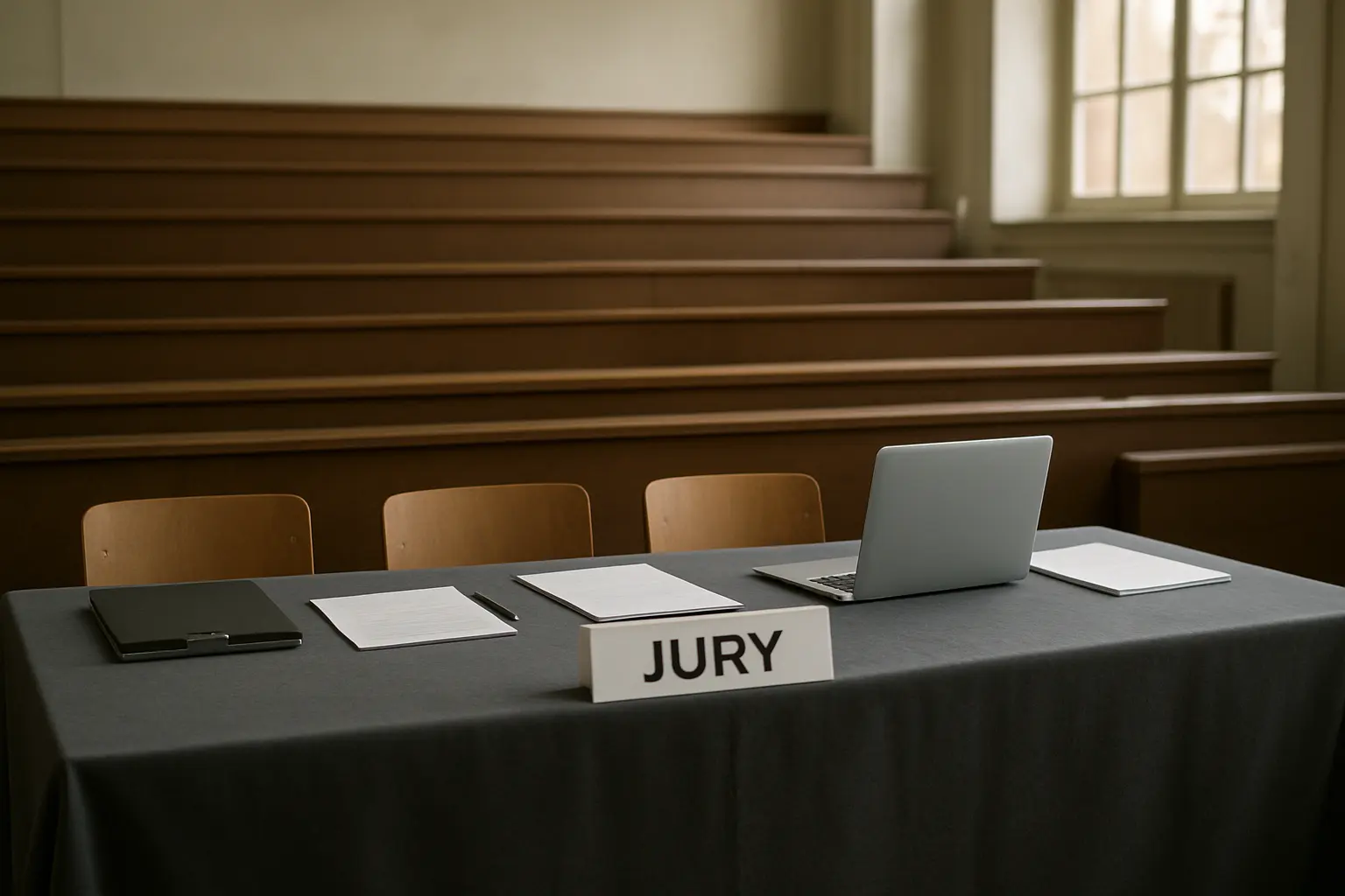 Salle de soutenance universitaire préparée pour un jury de mémoire de master
