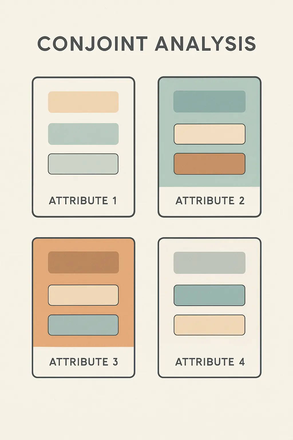 Illustration de la méthode d'analyse conjointe avec cartes d'attributs et niveaux