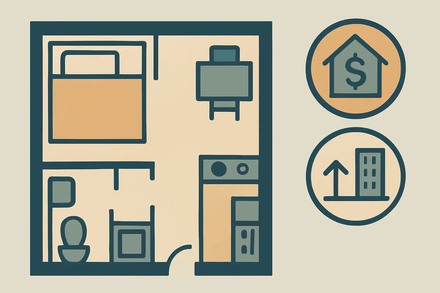 Illustration schématique du budget logement étudiant avec aide APL et résidence CROUS