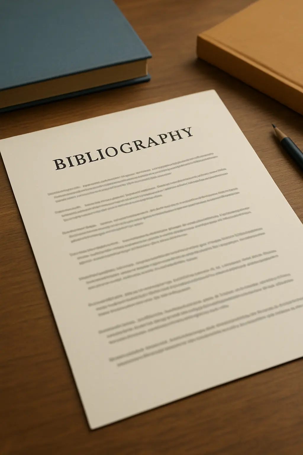 Liste de références bibliographiques ordonnée sur un bureau