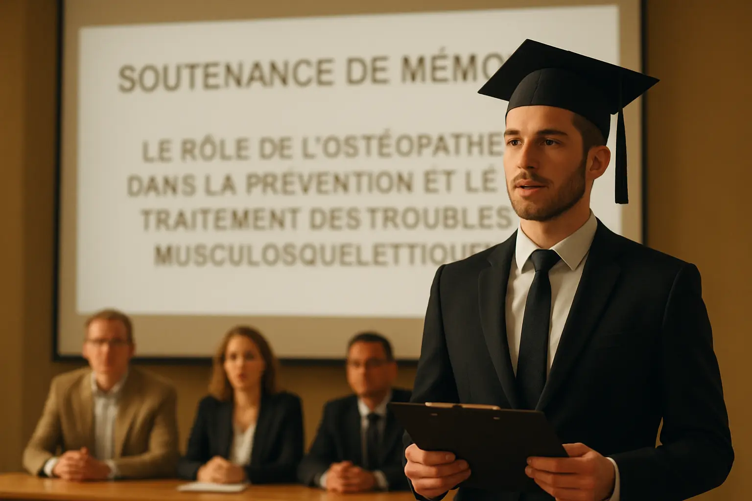 Soutenance du mémoire de fin d'études devant le jury d'ostéopathie