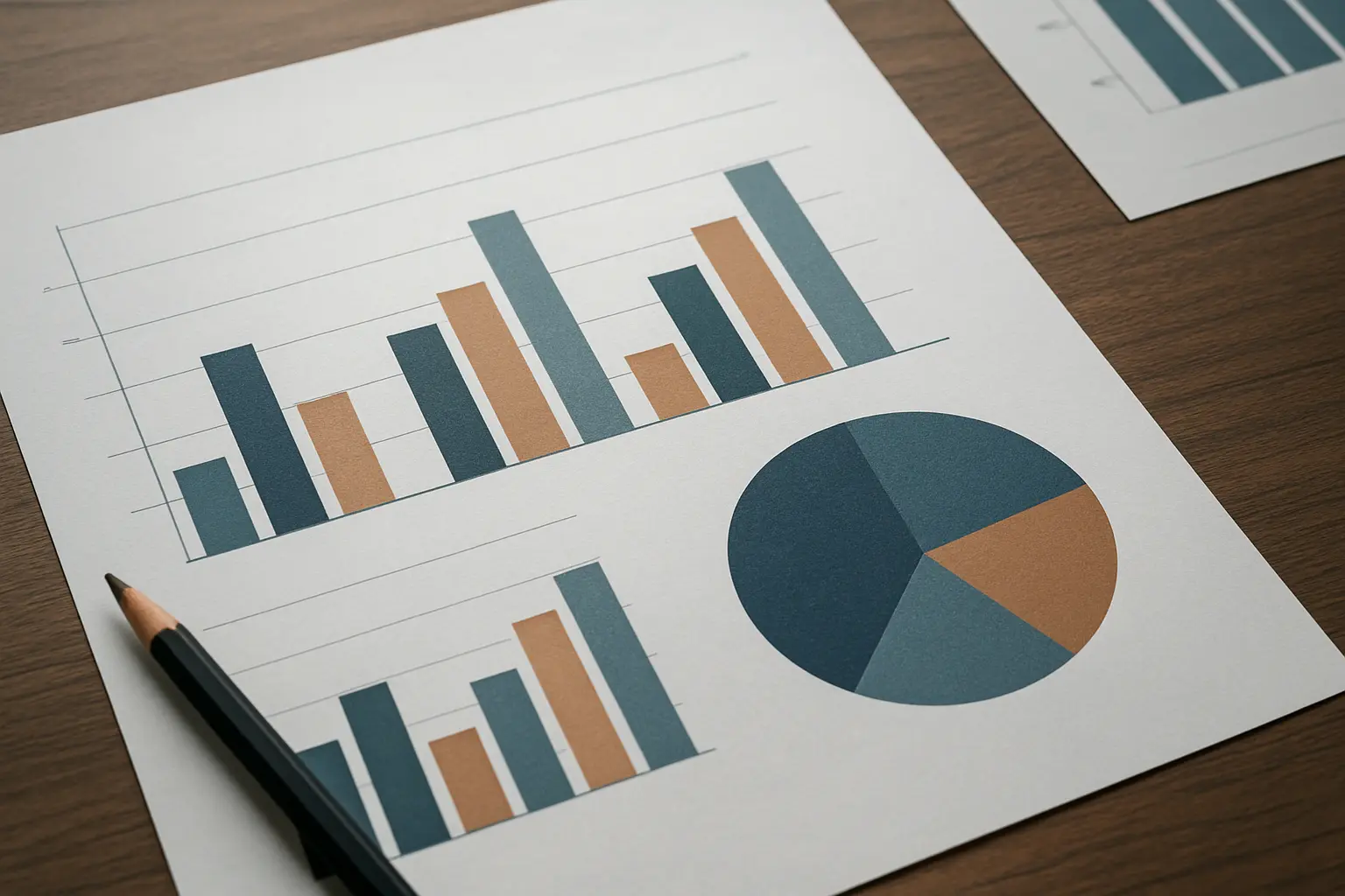 Graphiques en barres et diagramme circulaire de résultats d'enquête