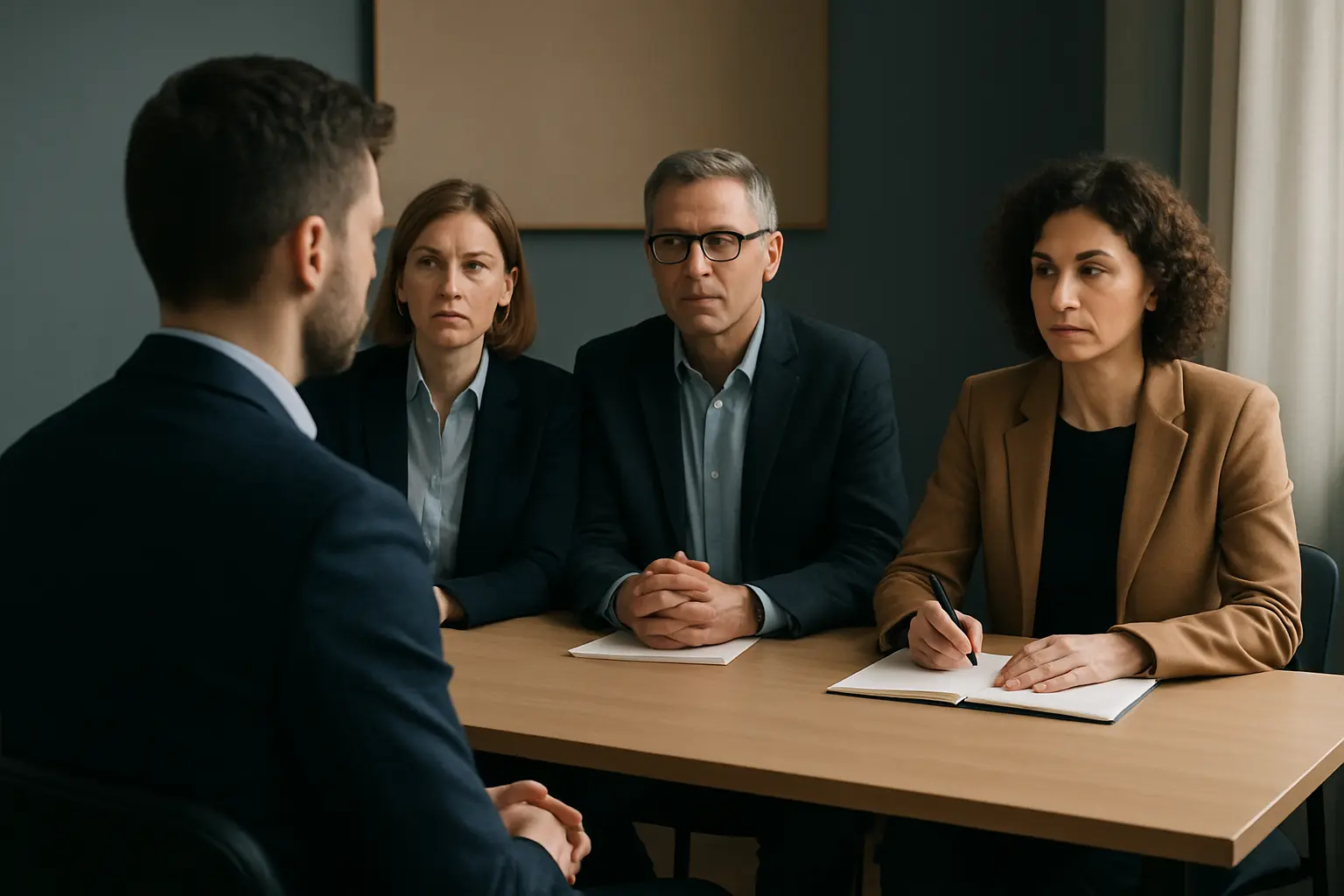 Candidat en entretien devant un jury de VAE