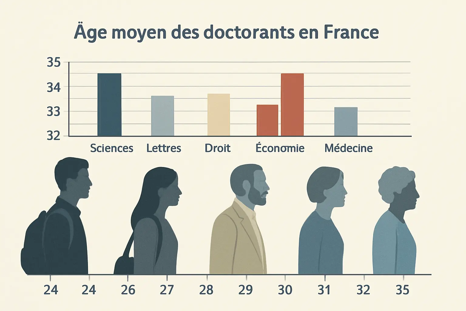 Âge moyen des doctorants et à la soutenance de thèse en France (chiffres 2026)