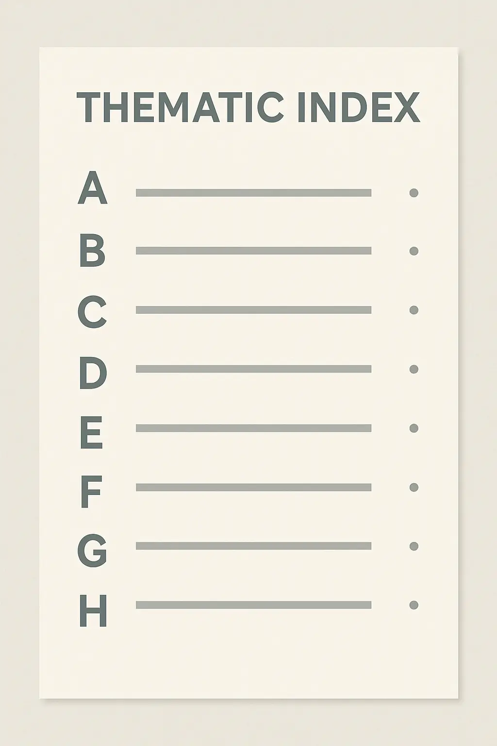 Exemple d'index thématique à la fin d'un mémoire