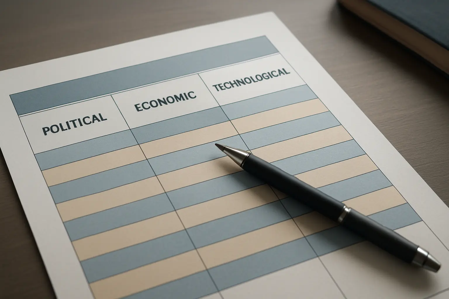 Tableau d'analyse des facteurs politiques, économiques et technologiques