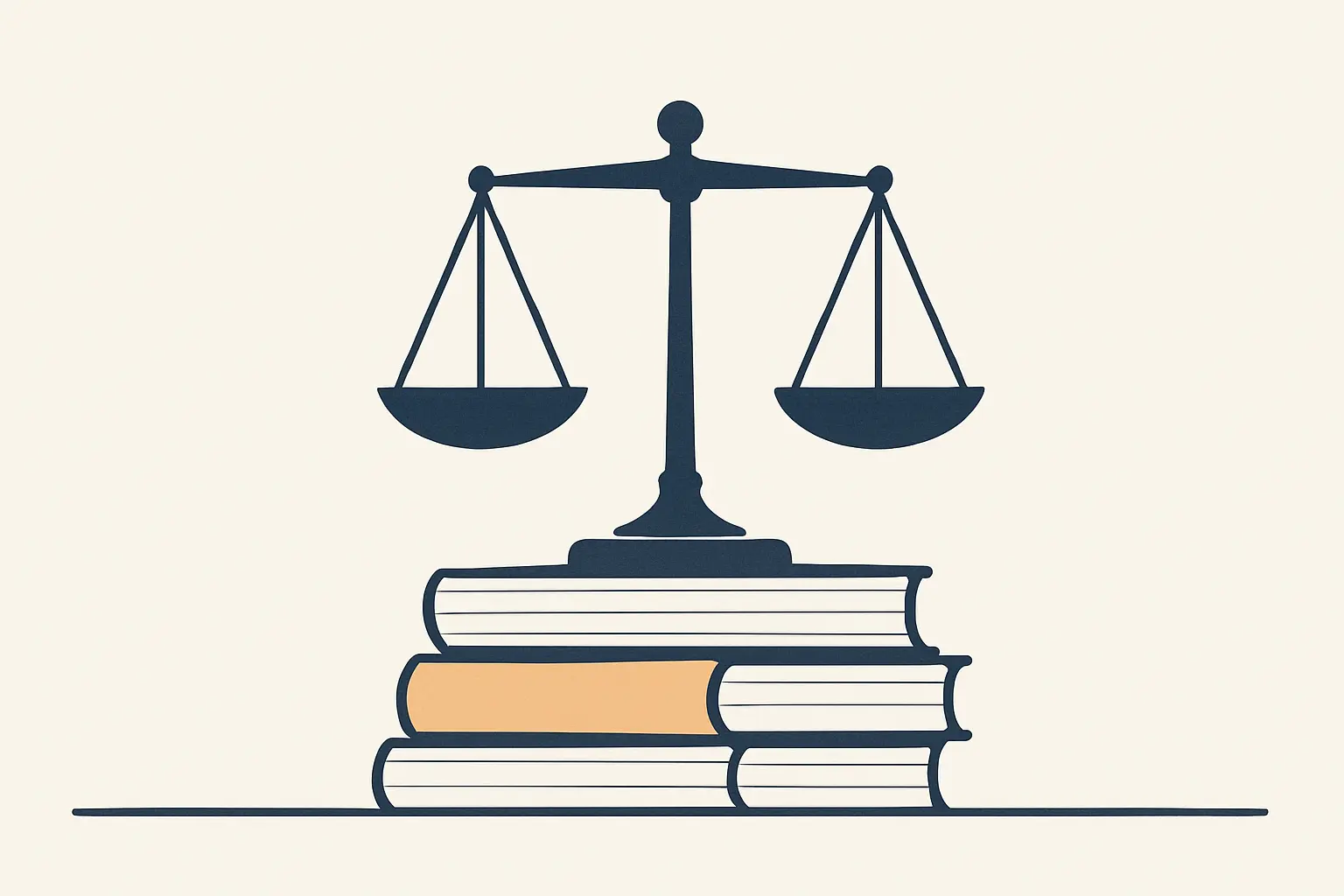 Balance de justice stylisée posée sur une pile de codes, symbolisant le choix d'un sujet de mémoire en droit